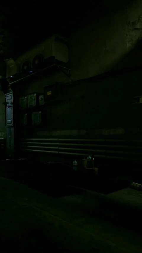 Warehouse setting with storage and equipment at night near urban area Stock Footage 339959081
