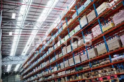 Warehouse Shelf With No People In Warehouse