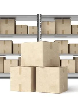 Warehouse Shelves with boxes Stock Illustration