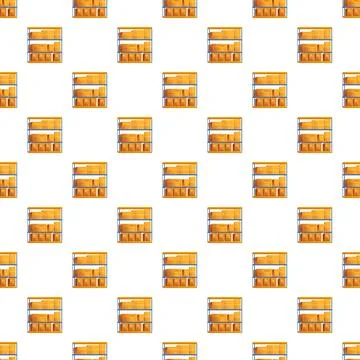 Warehouse shelves filled with cardboard boxes seamless pattern Stock Illustration
