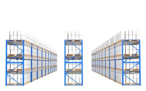 Warehouse Shelves, Front view. Part of a Blue Warehouse and logistics series. Stock Illustration