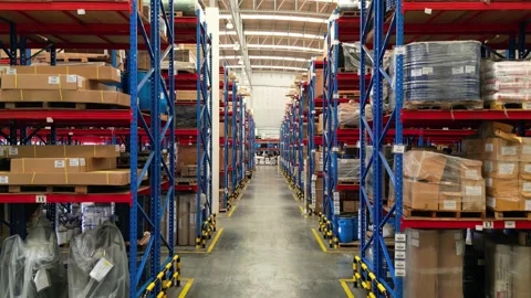 Warehouse Shelving Interior Storage Stock Footage 276581916