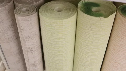 Warehouse showcase wallpaper vinyl construction market sale colors Vídeo Stock 147250154