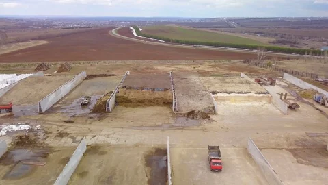 Warehouse with silage. Loading corn silo using grain elevator, aerial shot 库存影片 126312141