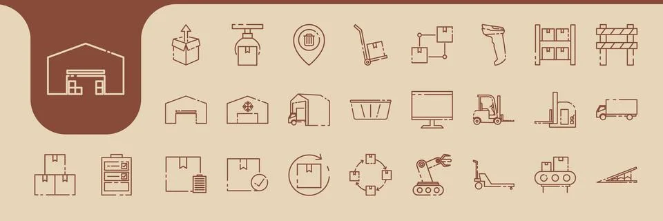 Warehouse simple line icon vector designs Illustrazione stock