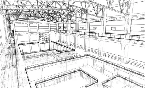Warehouse sketch. Vector Illustrazione stock