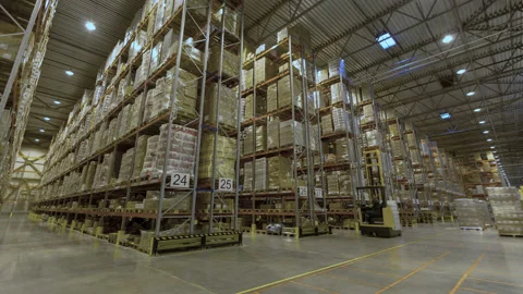 Warehouse slide to the left. Motion time lapse. UHD 4K Stock-Footage 120388282