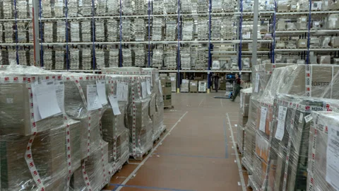 Warehouse sliding to the back. Motion time lapse. UHD 4K Stock-Footage 120515116