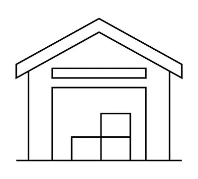 Warehouse with Stacked Boxes イラスト素材