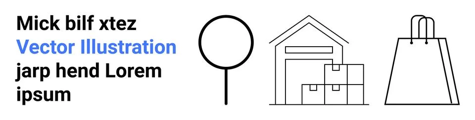 Warehouse with Stacked Boxes, Shopping Bag, and Sign Circle for E-commerce .. イラスト素材