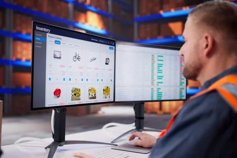 Warehouse Staff Using Barcode Scanner To Update Parcel Inventory In Logistics Fotos Stock