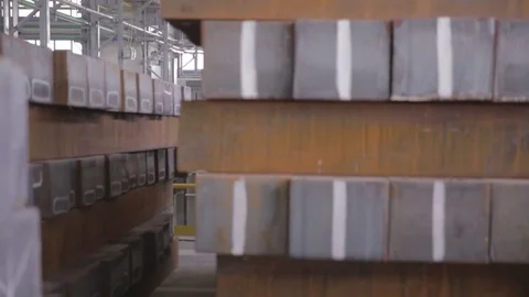 Warehouse of steel blocks Video stock 73893525