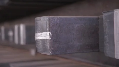 Warehouse of steel blocks Stock Footage 84885956