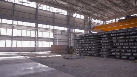 Warehouse of steel blocks Stock Footage 84886084