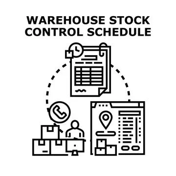 Warehouse stock control planning and inventory management Stock Illustration