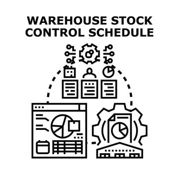 Warehouse stock control scheduling process management system Stock Illustration