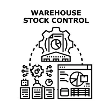 Warehouse stock control system managing inventory logistics process 스톡 일러스트