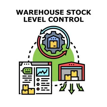 Warehouse stock level control strategy managing inventory system イラスト素材