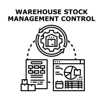 Warehouse stock management control system process Stock Illustration