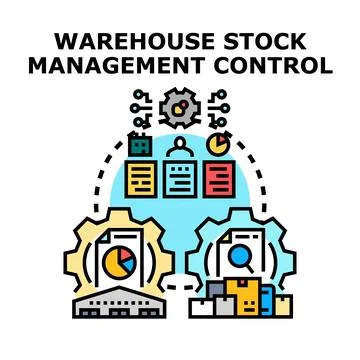 Warehouse stock management control system concept Stock Illustration