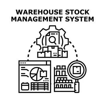 Warehouse stock management system concept vector Stock Illustration