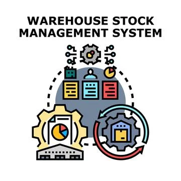 Warehouse stock management system concept vector イラスト素材