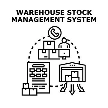 Warehouse stock management system concept vector Stock Illustration