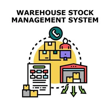 Warehouse stock management system concept vector Stock Illustration