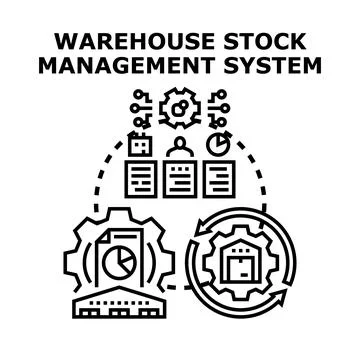 Warehouse stock management system concept vector Stock Illustration