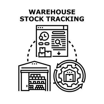 Warehouse stock tracking process for inventory management system Stock Illustration