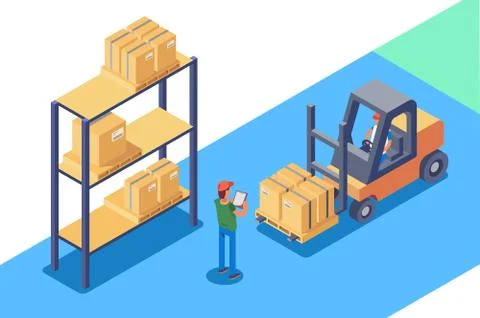 Warehouse for storage and distribution of cargo Stock Illustration
