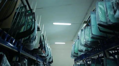 Warehouse storage of auto-glass Stock Footage 49071251