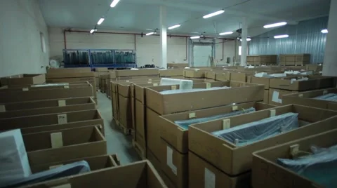 Warehouse storage of auto-glass Stock Footage 49071290