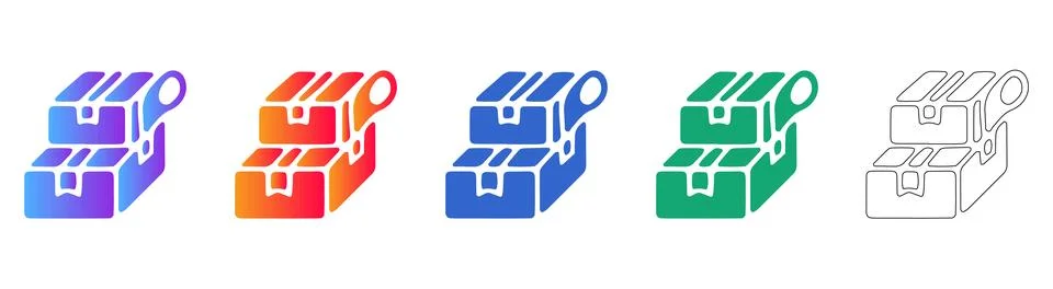 Warehouse storage bins logistics icon set 스톡 일러스트