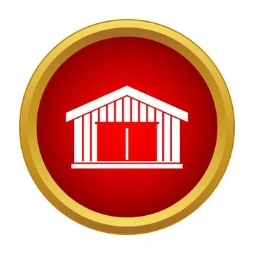 Warehouse storage building icon in red circle Ilustração Stock