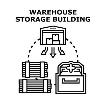 Warehouse storage building process for materials 库存插图