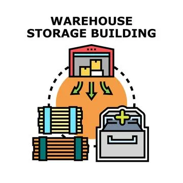 Warehouse storage building process for materials 库存插图