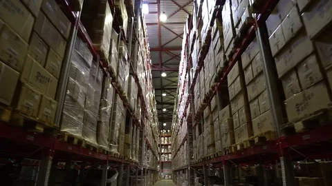 Warehouse, storage at the enterprise. Large racks 1 Stock Footage 112126980