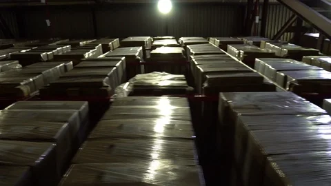 Warehouse, storage at the enterprise. Large racks 2 Stock Footage 112127037