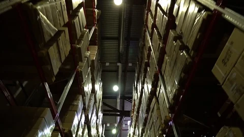Warehouse, storage at the enterprise. Large racks 3 Stock Footage 112127121