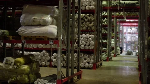 Warehouse, storage at the enterprise. Large racks 8 Stock Footage 112127562