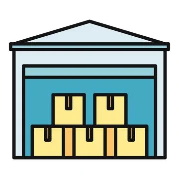 Warehouse storage facility with cardboard shipping boxes Stock Illustration