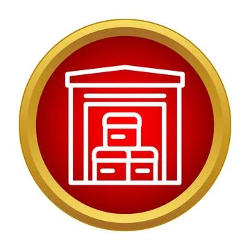 Warehouse storage facility icon with stacked boxes イラスト素材