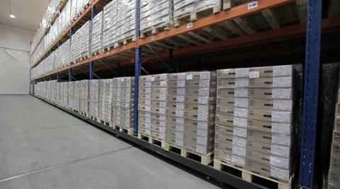 Warehouse storage of goods and cargo for further delivery and sale. Modern logis 스톡 동영상 37046980