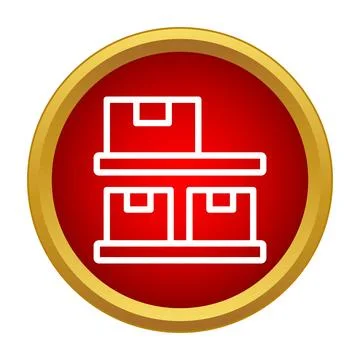 Warehouse storage icon showing boxes on shelves Stockillustratie