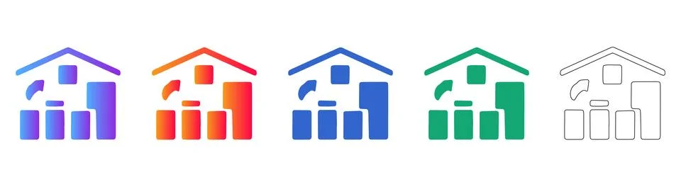 Warehouse storage inventory icon set 库存插图