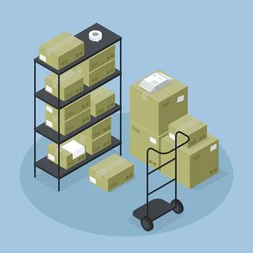 Warehouse Storage Isometric Vector Illustration Stock Illustration