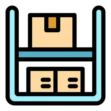 Warehouse storage logistics, cardboard boxes sitting on metal shelves Stock Illustration