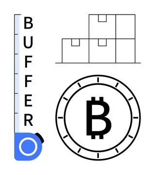 Warehouse Storage Optimization with Bitcoin Inventory Tracking and Buffer M.. Illustrazione stock