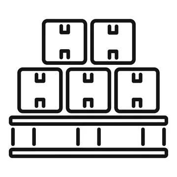 Warehouse storage organization system depicting cardboard boxes on pallet rack Stock Illustration
